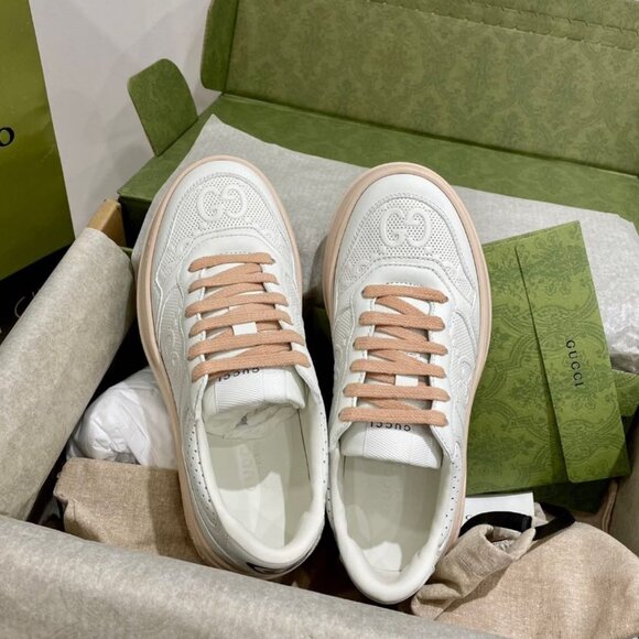 NIB GUCCI Gucci GG Embossed Leather Sneakers - Picture 2 of 6